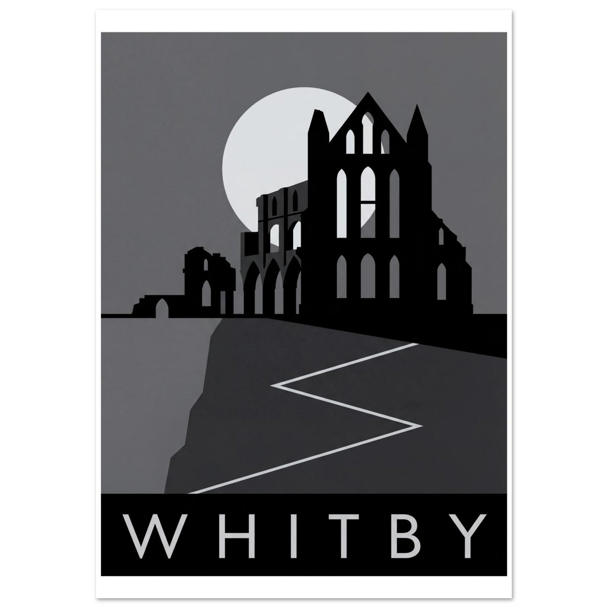 Gothic Whitby Abbey Silhouette Art Print – Poster Skunk